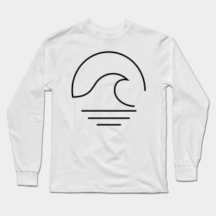 minimal wave and sun Black Long Sleeve T-Shirt